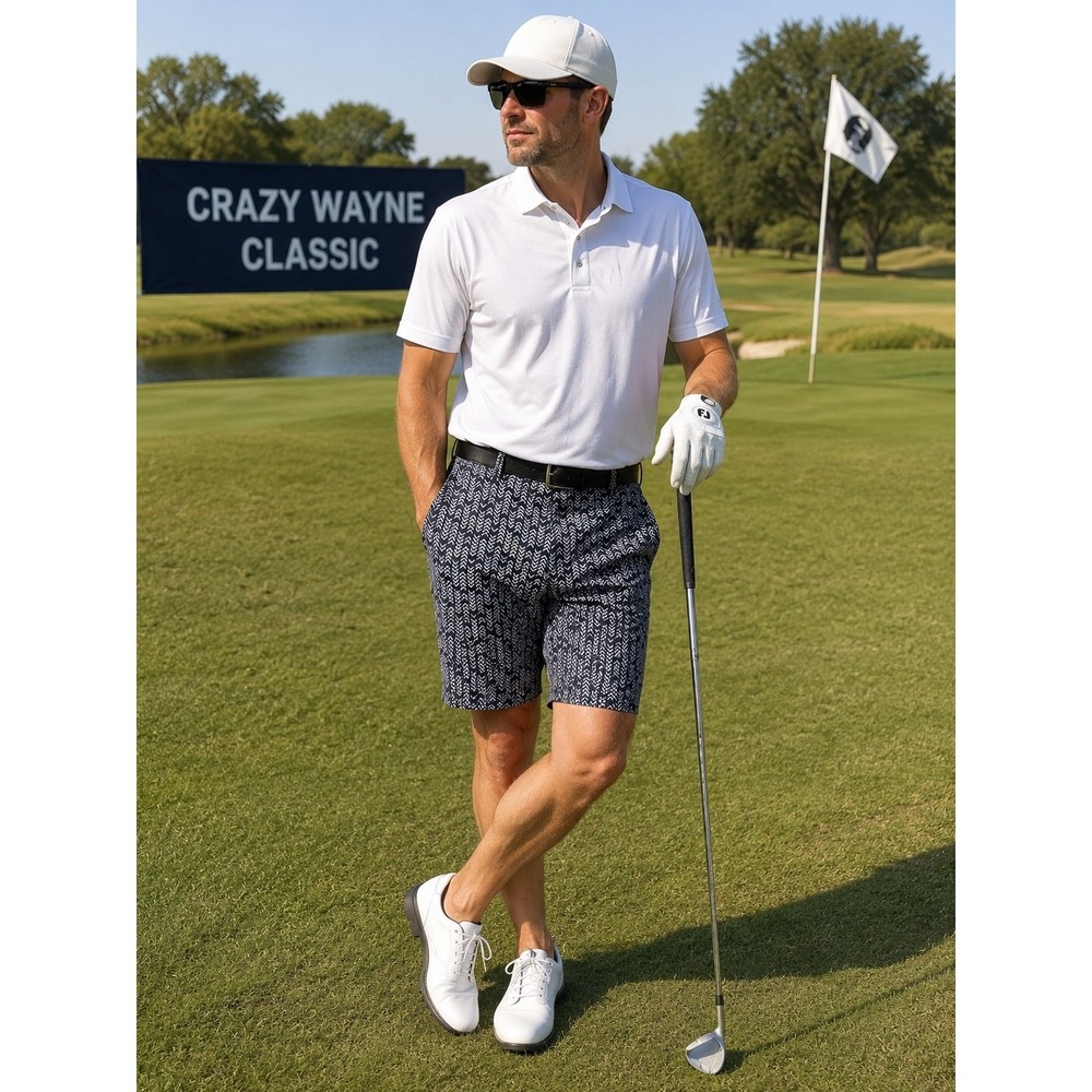 Golf America Men's Golf Shorts Size 40 Gray Black Chevron Stretch 10" Inseam